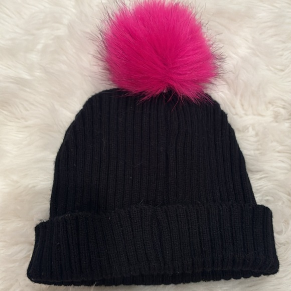 Love Emoji Stocking Cap with Big Pink Pom - Picture 2 of 2